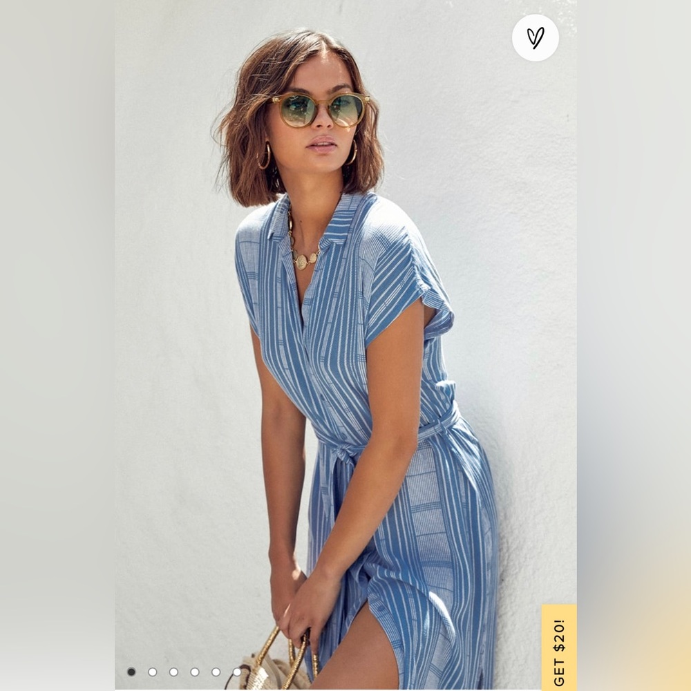 Lulus I’m the One Blue and White Shirt Dress